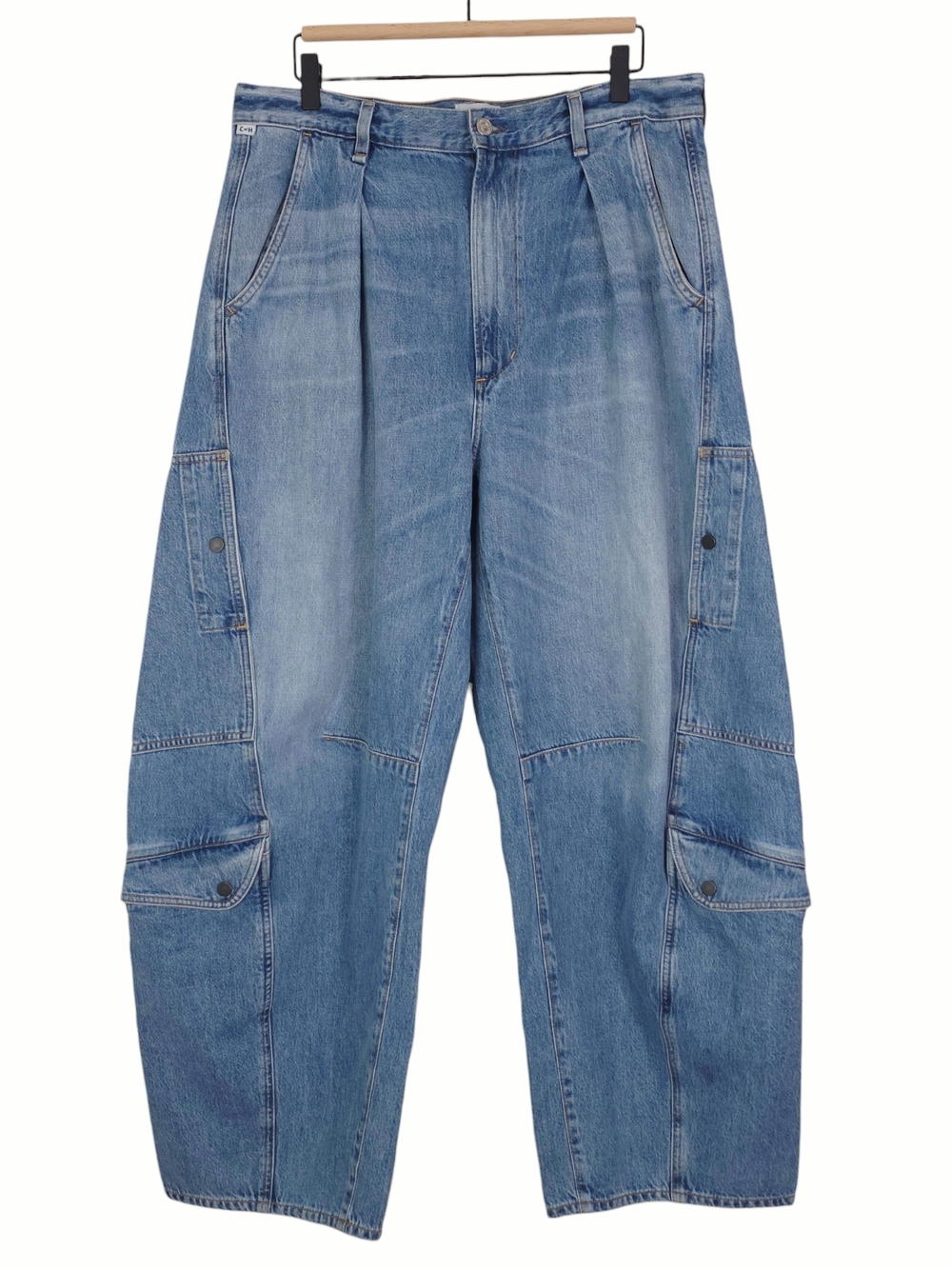 Citizens of Humanity Flight Jean Zenith Blue Cargo High Rise Barrel Leg Size 32 - Picture 3 of 9